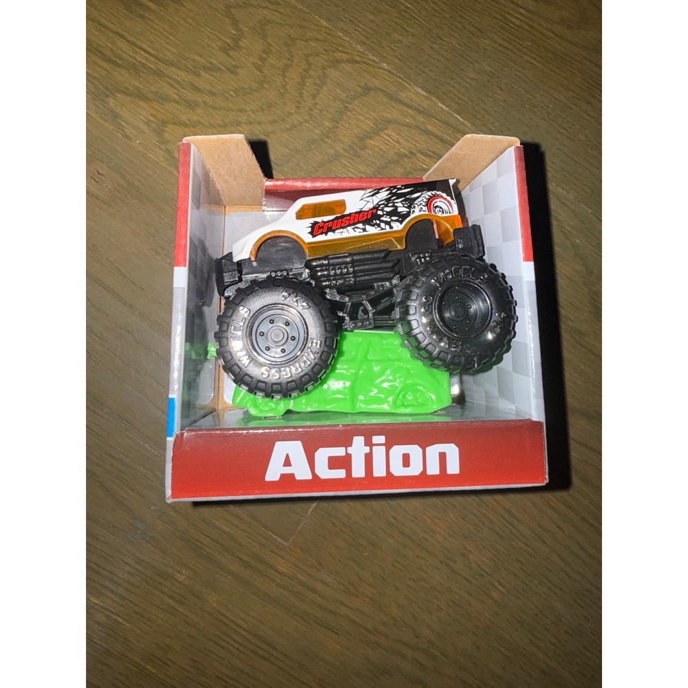 Turbo Wheels Action Monster Truck Crusher Die Cast Vehicle White Orange